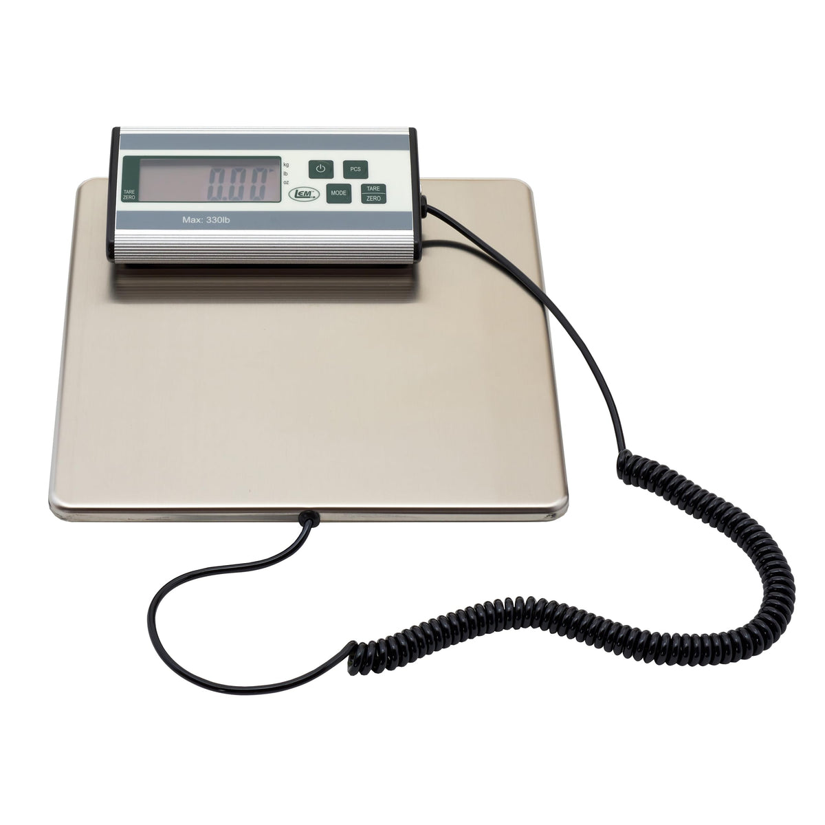 LEM digital scale front view showing stainless platform and display for reliable weighing