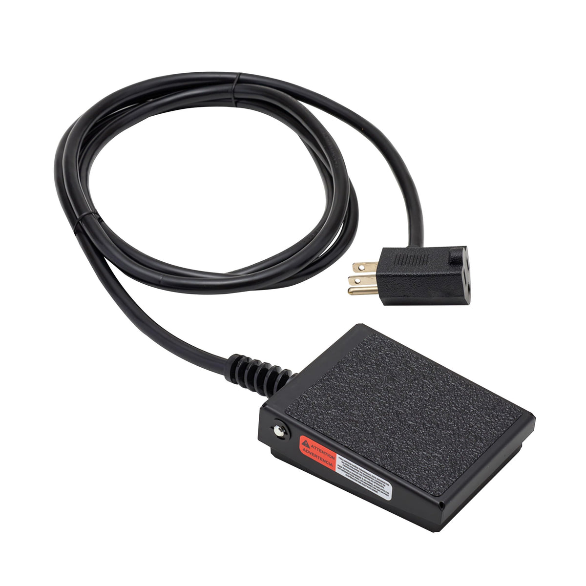 LEM foot switch front view showing compact pedal and benefit of easy placement