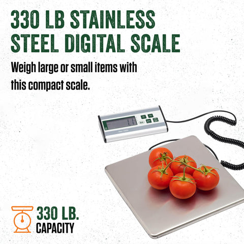 LEM scale stainless surface close-up highlighting food-grade finish and easy cleaning