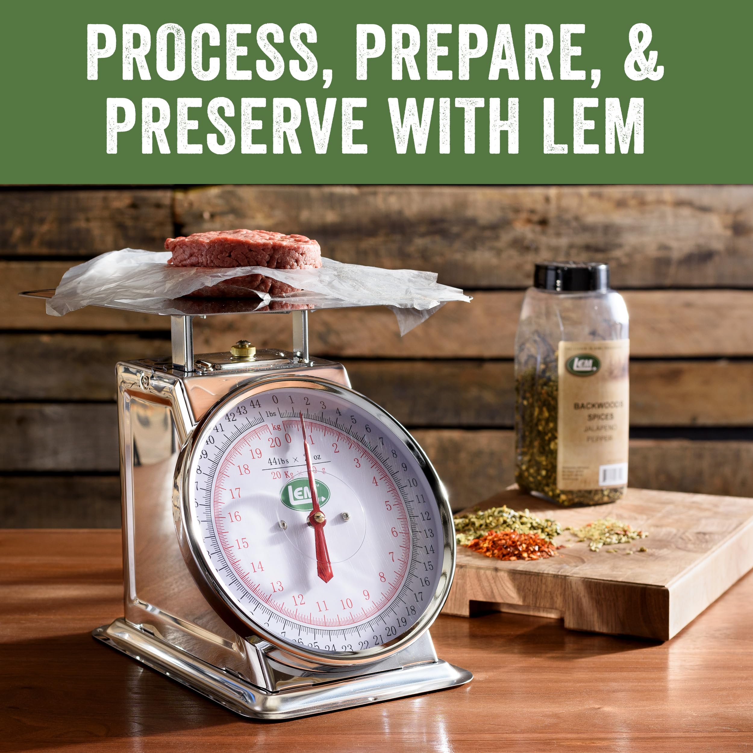 LEM scale weighing large bowl to illustrate capacity for big-batch cooking and prepping