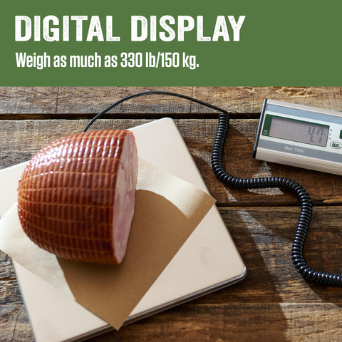 LEM scale weighing a large roast to show heavy-capacity performance and stability