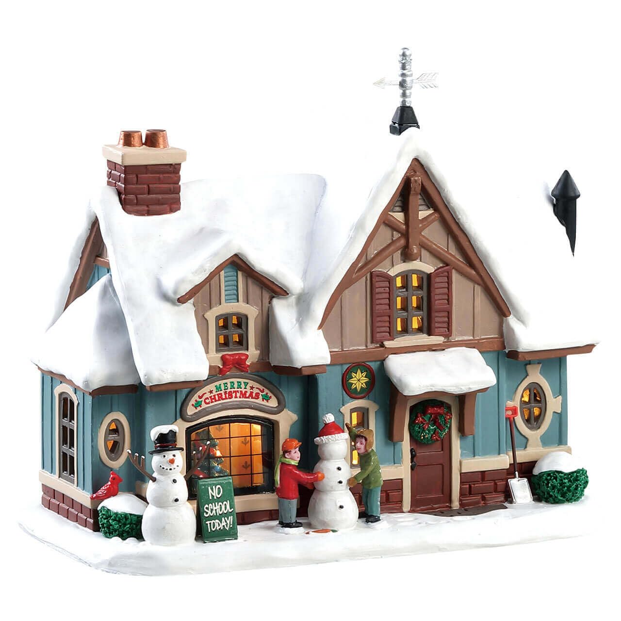 Lemax 85356 front view with lit windows showing festive ambiance