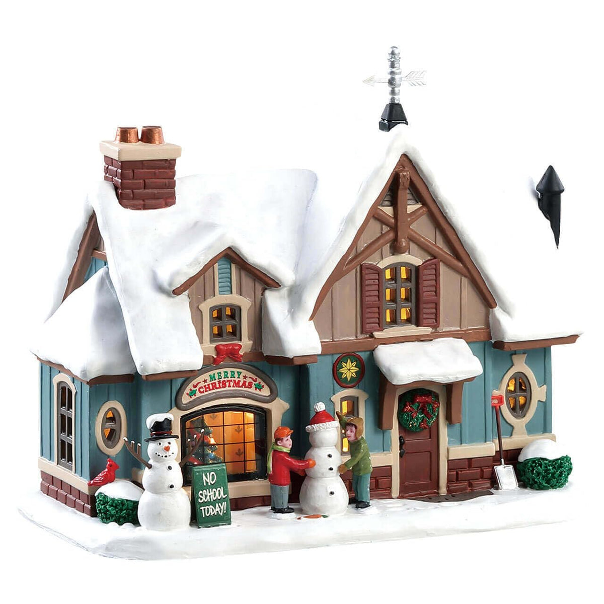 Lemax 85356 front view with lit windows showing festive ambiance