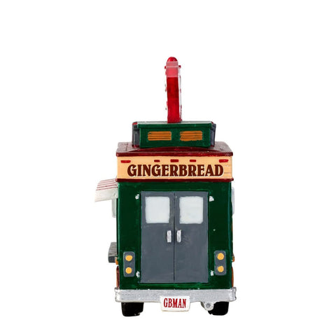 Lemax gingerbread man truck interior detail with open side showcasing craftsmanship