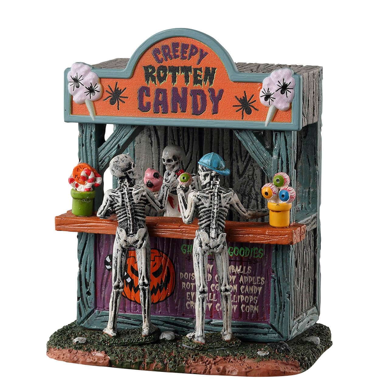 Lemax rotten candy stand front view showing spooky display and shelf appeal