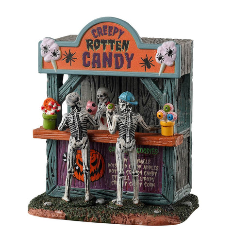 Lemax rotten candy stand front view showing spooky display and shelf appeal