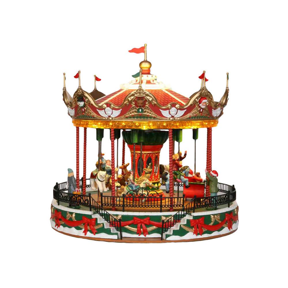 Lemax Santa Carousel front view showing multicolor festive detail and charm
