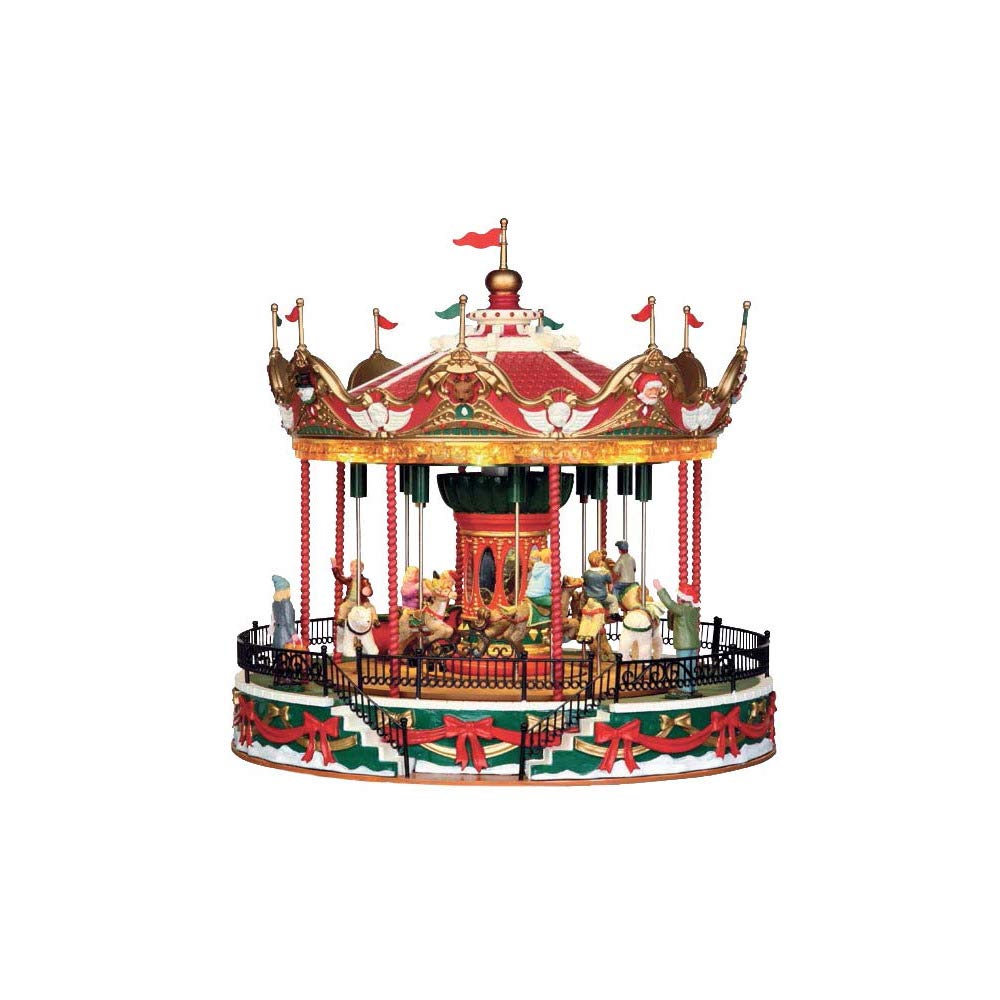 Lemax Santa Carousel beside a ruler for size scale and placement planning