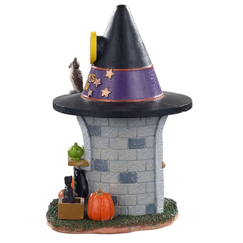 Lemax Witch's Brew side menu closeup highlighting painted signage and collectible detail