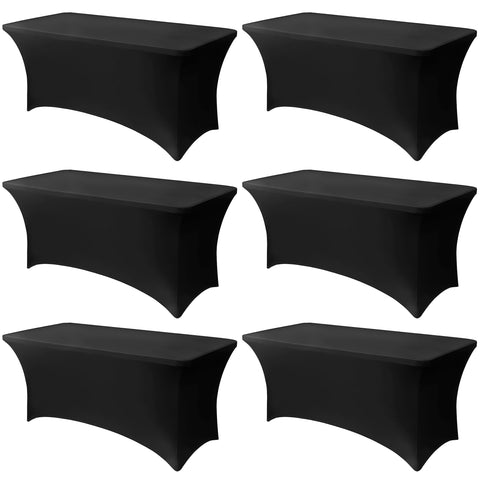 Lemict front view of fitted black tablecloth showing neat finish and professional look