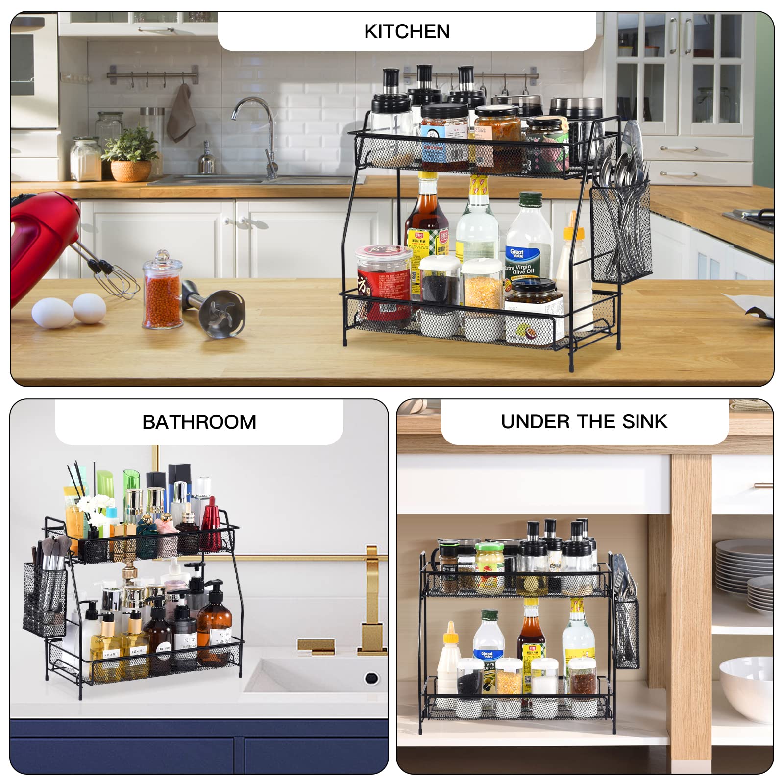 LEMIKKLE used as a kitchen spice rack organizing jars and saving countertop space