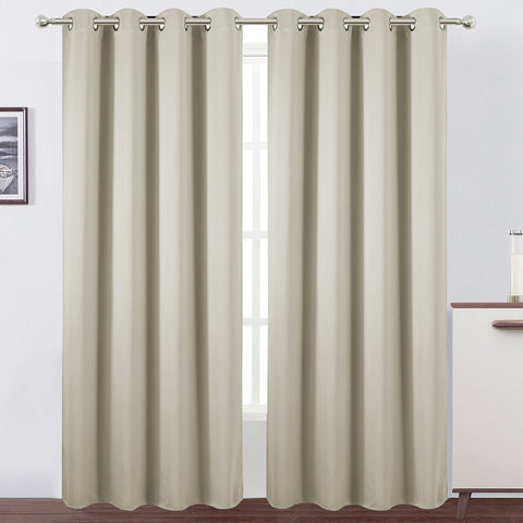 LEMOMO front view of light beige curtain panels showing modern look and privacy