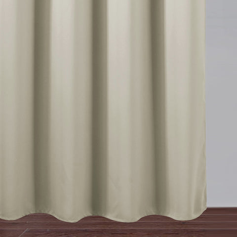 LEMOMO side view layered with sheer curtain showing layered light control