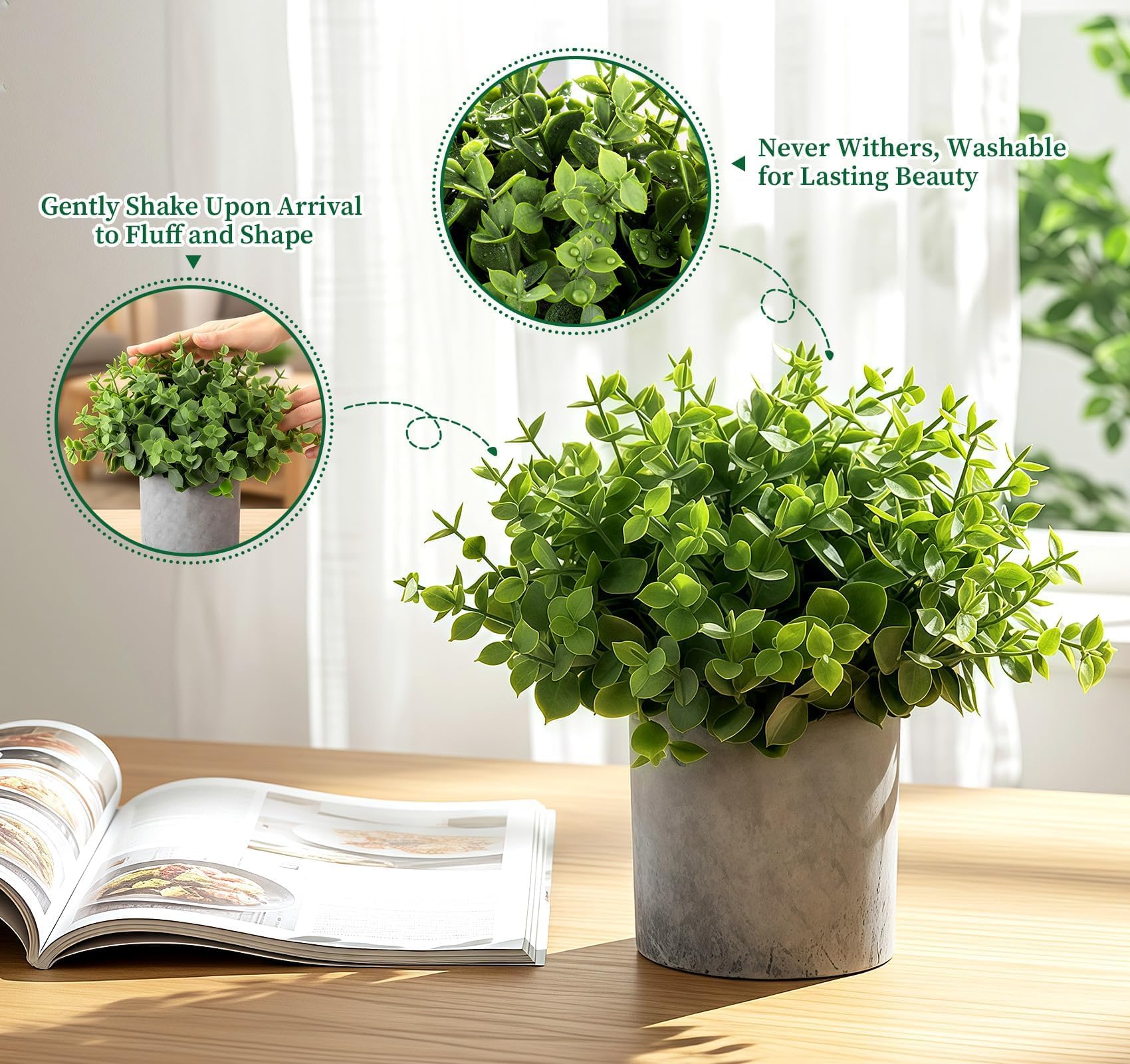 Lemonfilter hand adjusting bendable stems to customize plant shape and refreshed appearance