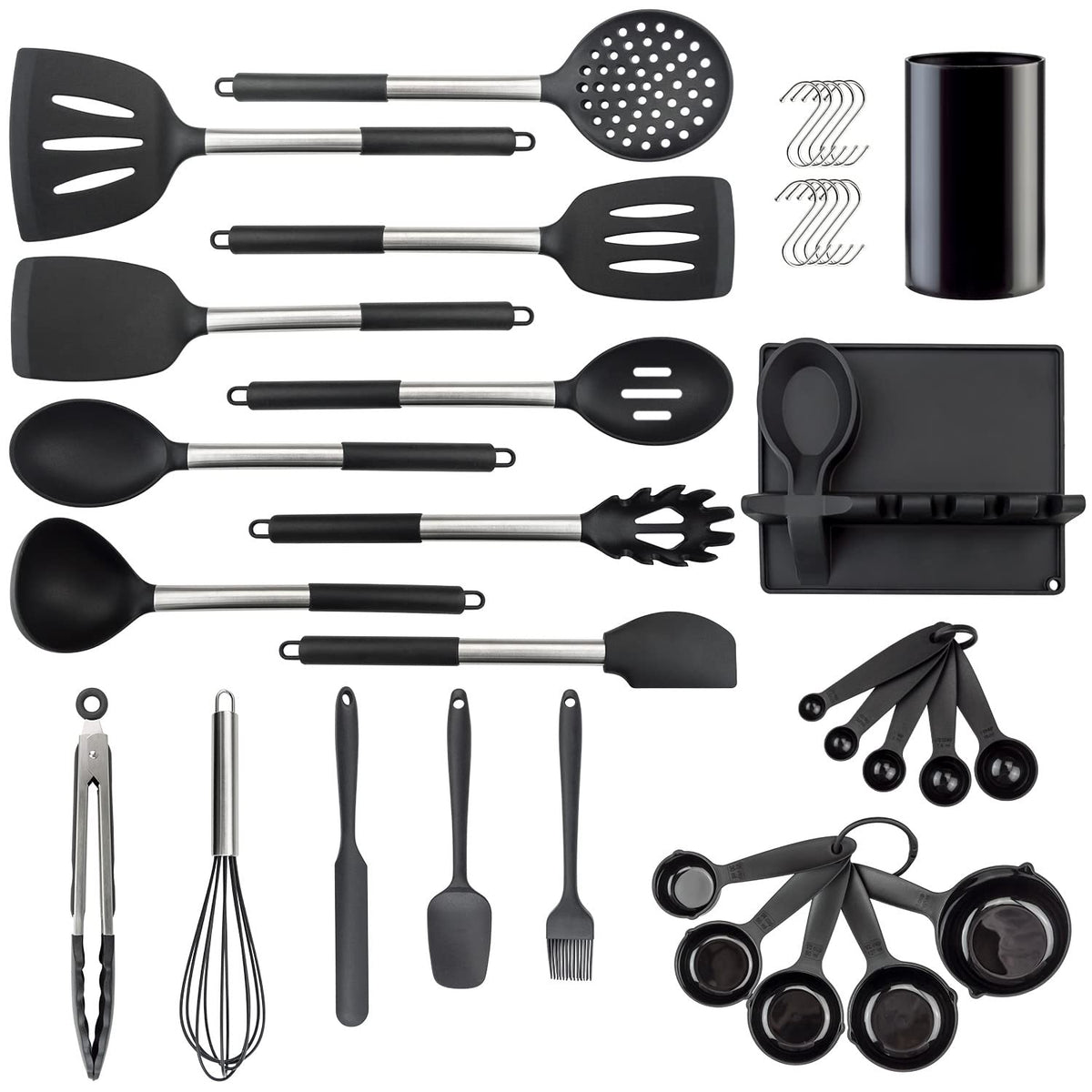 LeMuna front view of complete utensil set showing organized tools and packaging benefit
