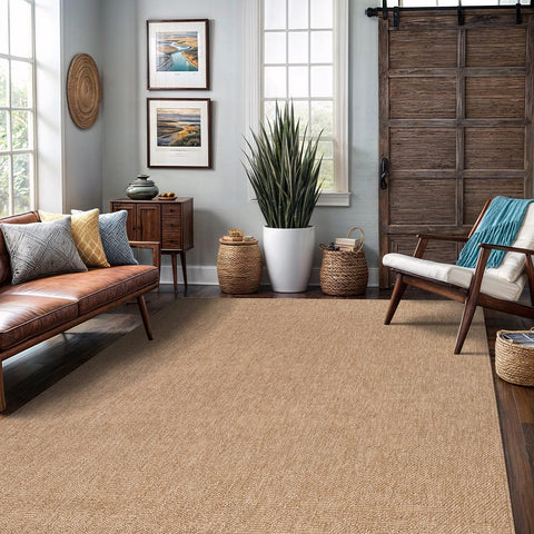 Lena Rug placed in kitchen showing stain-resistant surface and non-shedding benefit