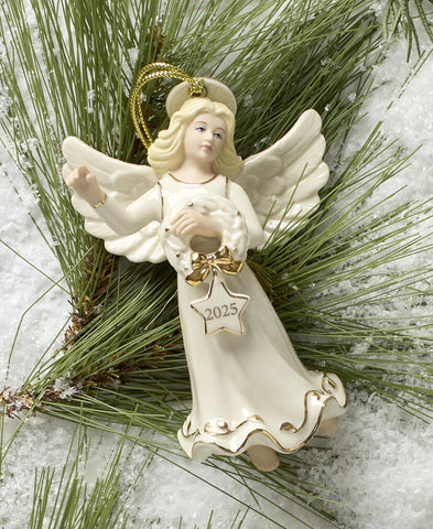 Lenox ornament held in hand demonstrating size and weight benefit: easy-to-hang keepsake