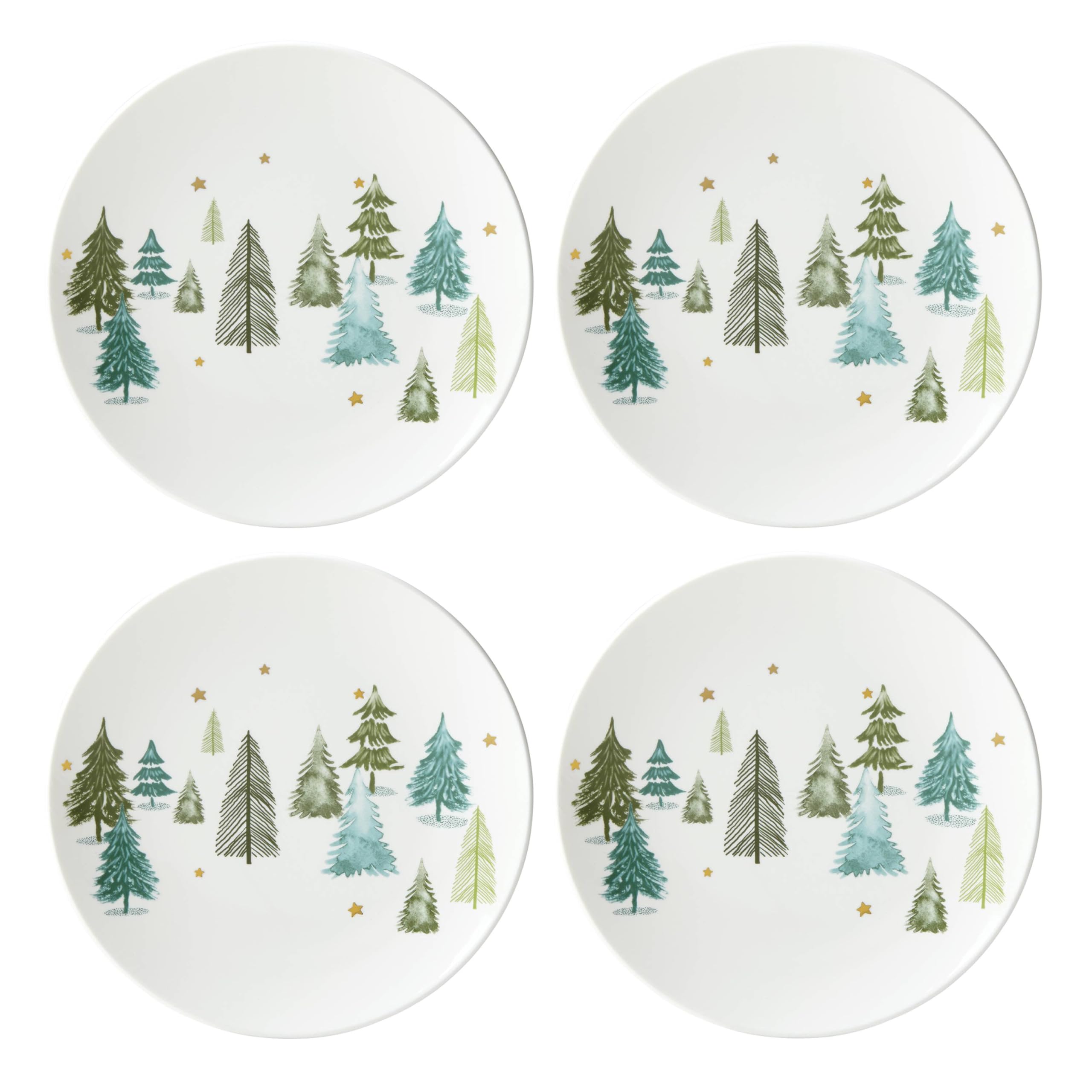 Lenox accent plate featuring fir tree artwork and gold accents