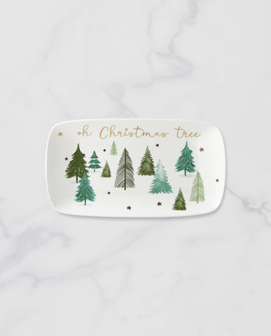 Lenox close-up of 'Oh Christmas Tree' sentiment highlighting design detail and charm
