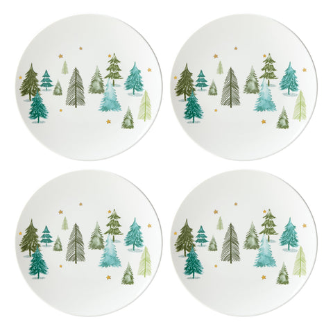 Lenox front view showing pine motif and elegant porcelain for festive serving