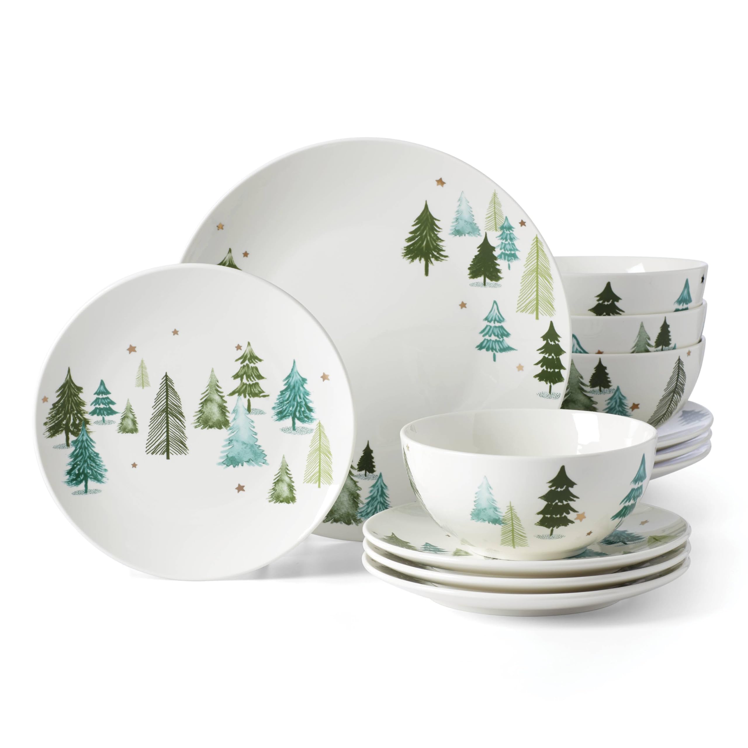 Lenox Balsam Lane front view showing full set and festive pattern