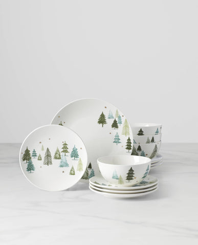 Lenox stacked plates side profile showing slim durable porcelain