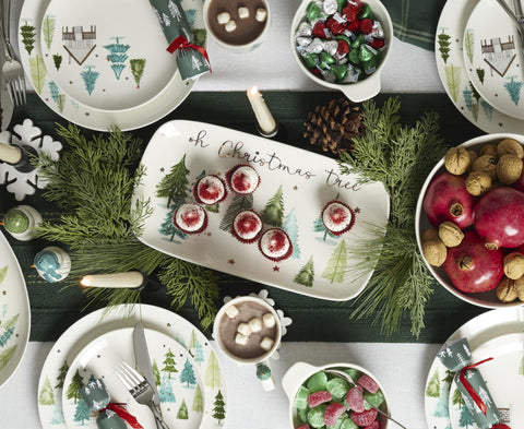 Lenox tray in holiday tabletop setting showing serving benefit and seasonal styling