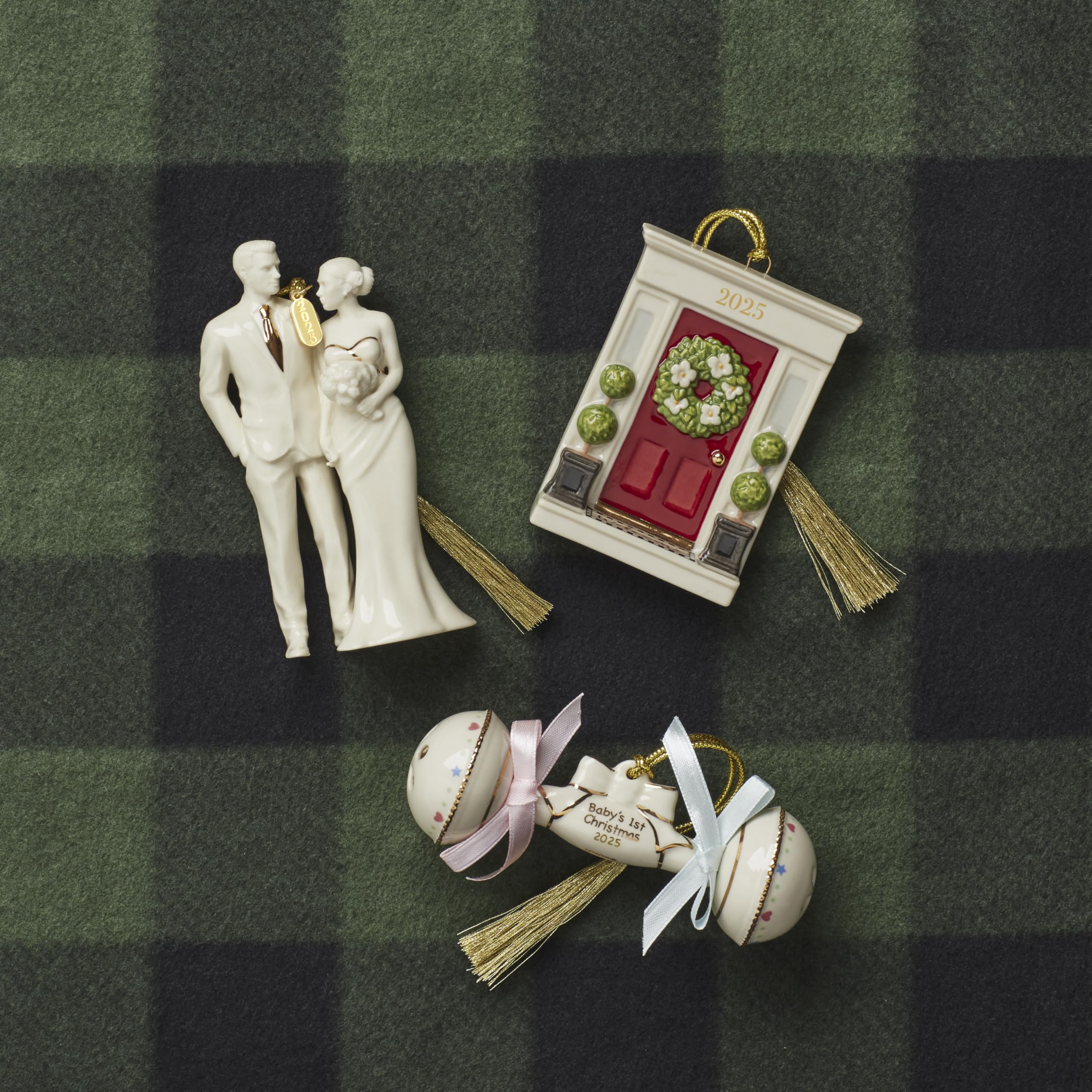 Lenox ornament hanging on tree conveying instant seasonal display