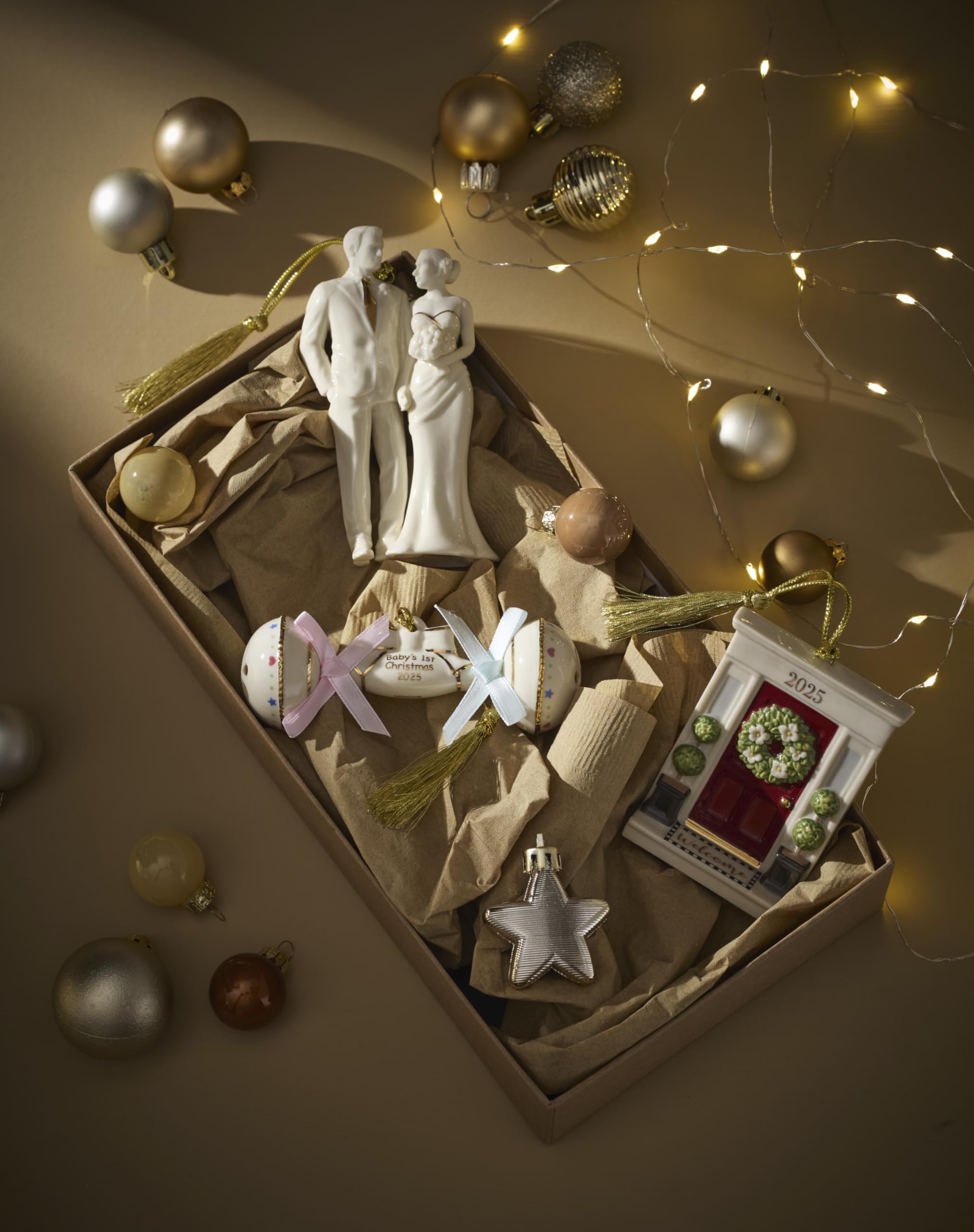 Lenox ornament next to ruler illustrating compact scale and fit
