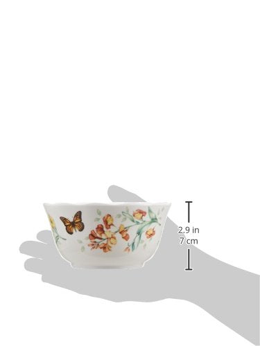 Lenox bowls staged outdoors on table with salads, durable and picnic-ready