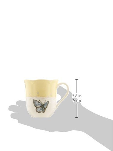 Lenox blue morpho close-up showing vivid pattern and smooth porcelain finish