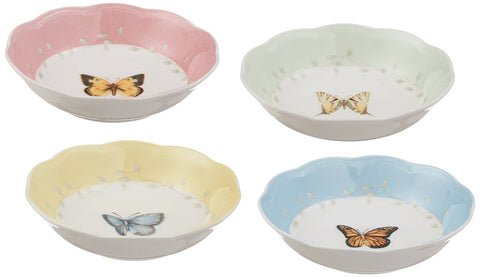 Lenox butterfly meadow close-up of porcelain pattern and glaze, highlights delicate garden illustration