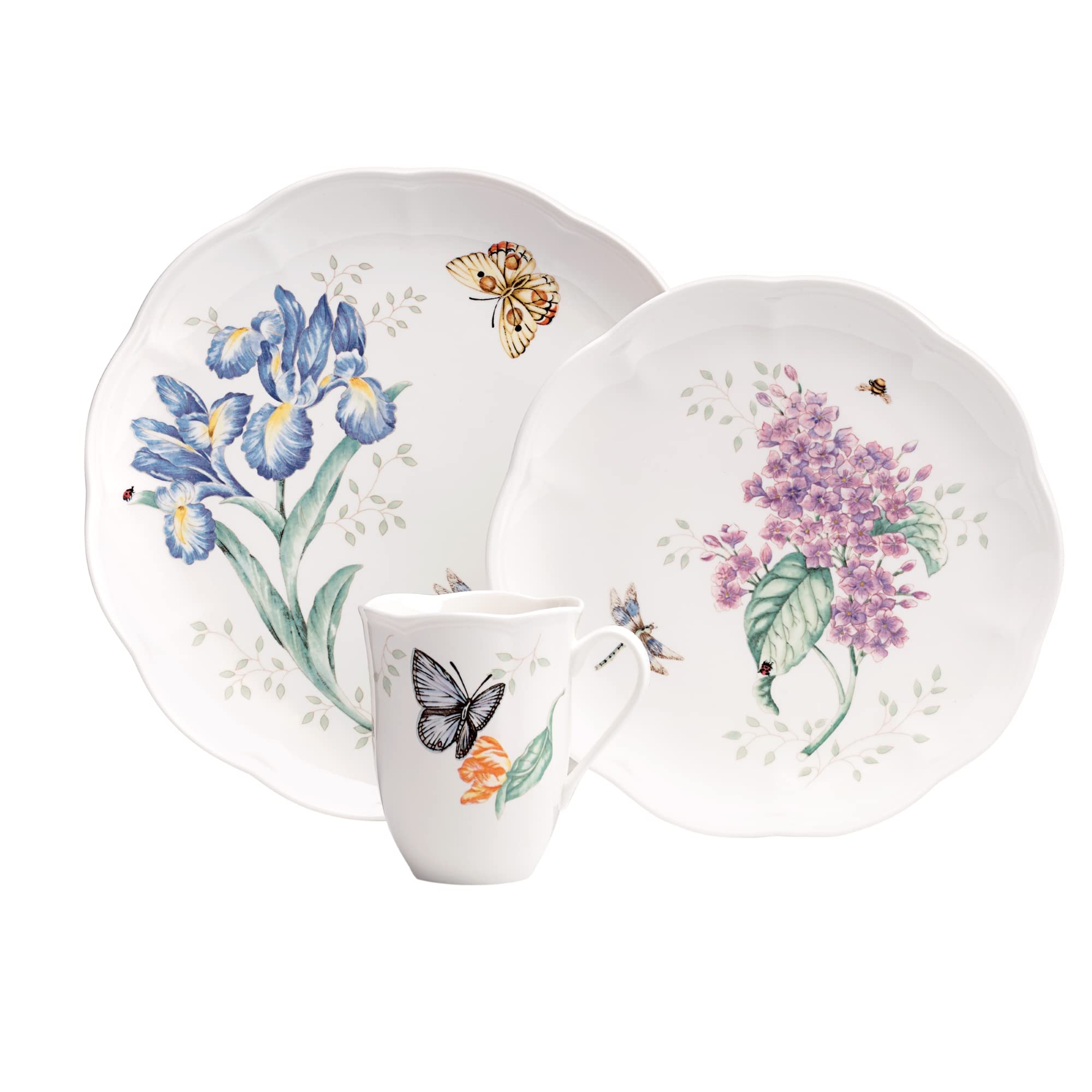Lenox salad plate pattern detail with flower and butterfly for coordinated place settings