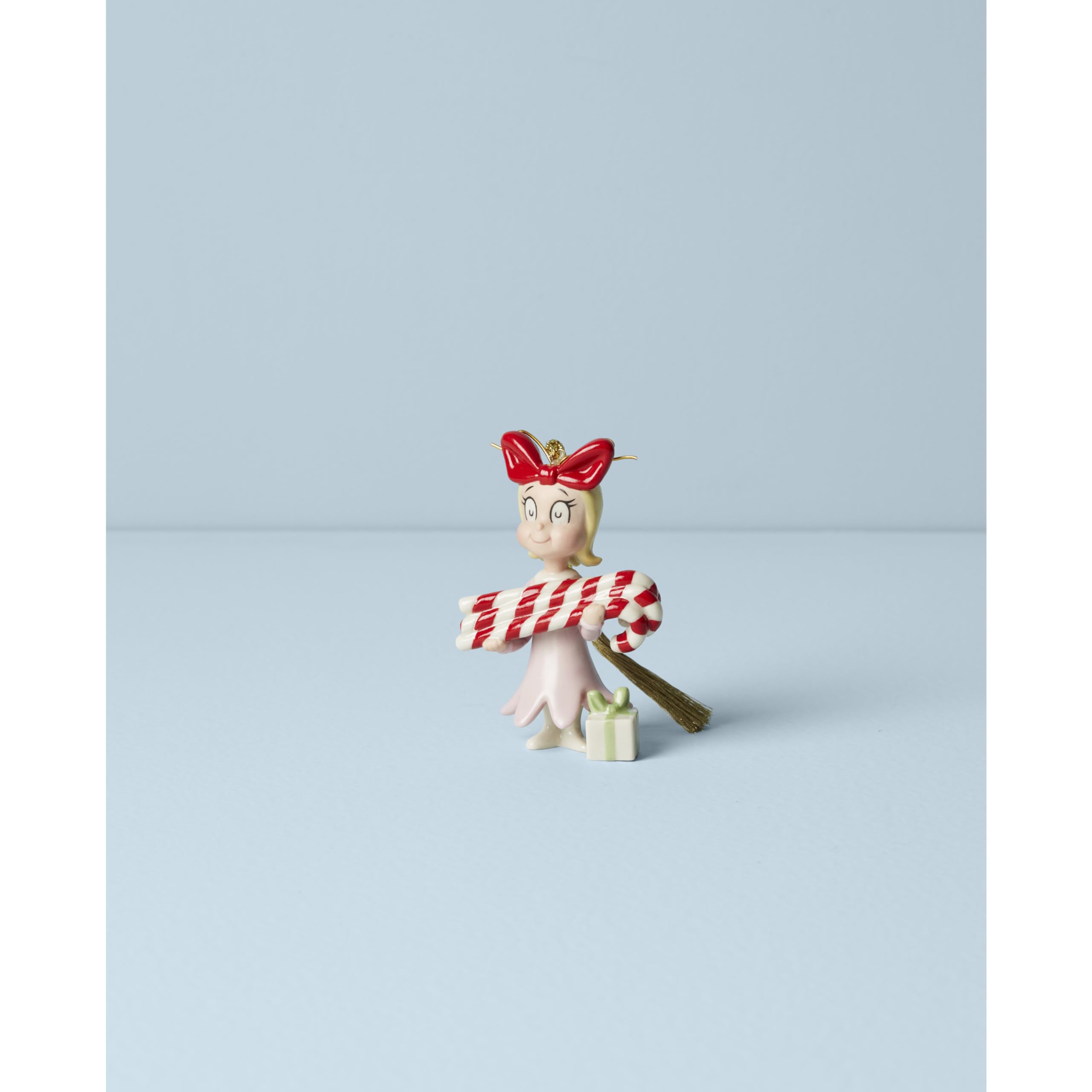 Lenox Cindy Lou Who close-up of porcelain finish and painted bow, highlights craftsmanship