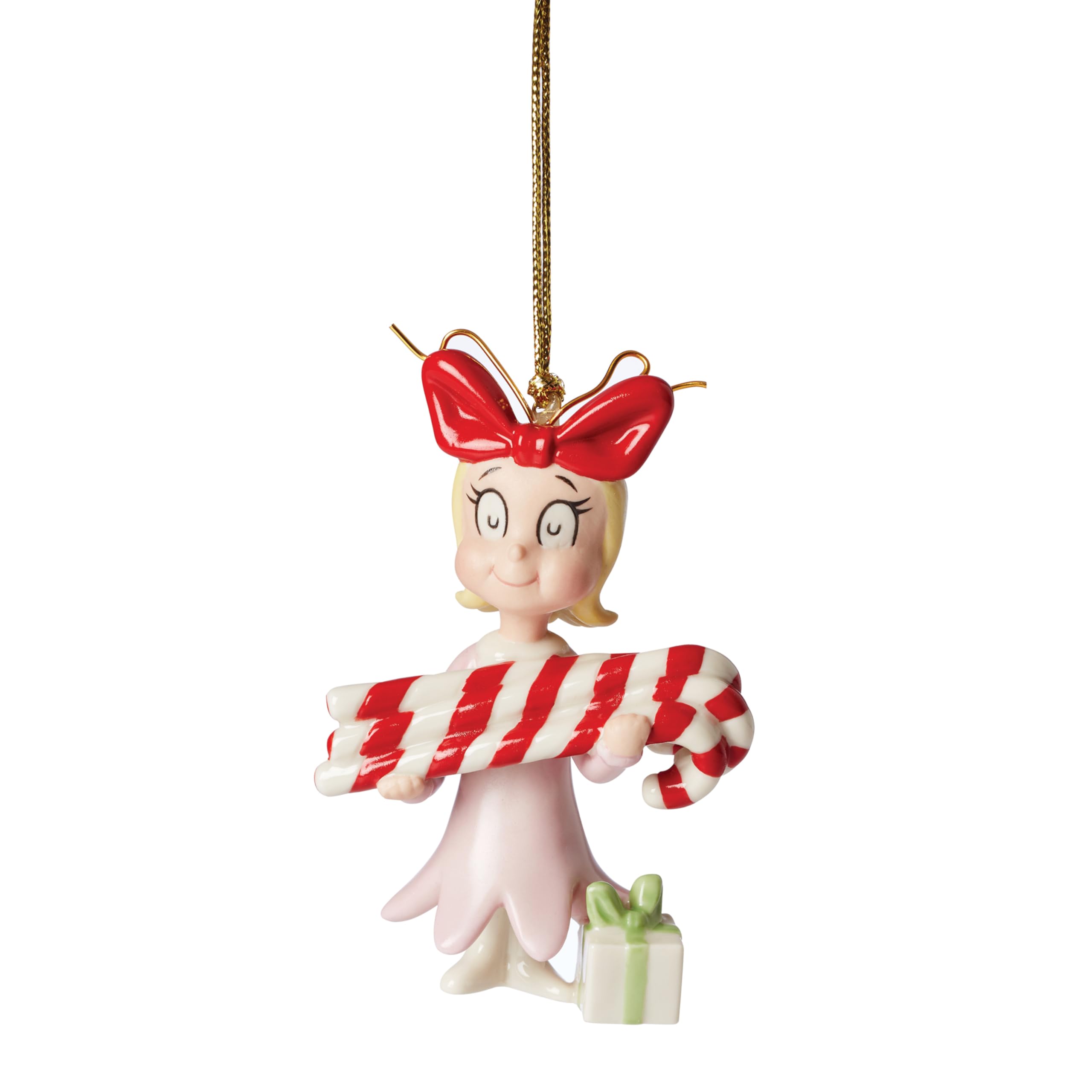 Lenox Cindy Lou Who front view ornament showing vibrant details and festive charm