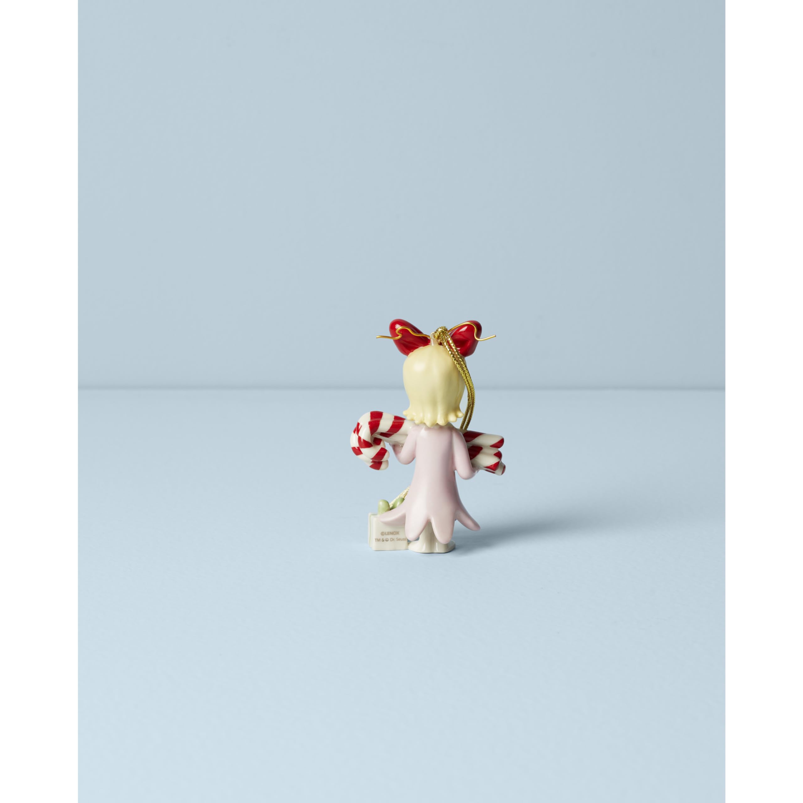 Lenox Cindy Lou Who ornament hanging on tree adding whimsical holiday character