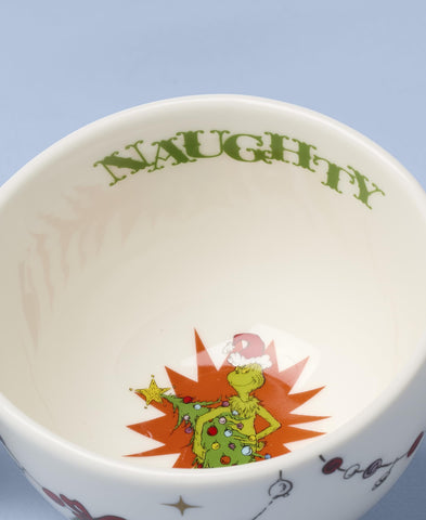 Lenox Grinchmas bowl next to spoon to show size and portion scale