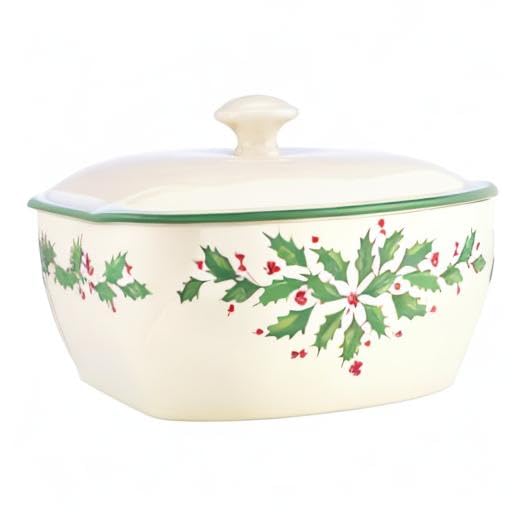 Lenox casserole on dining table styled for holidays showing serving-ready presentation