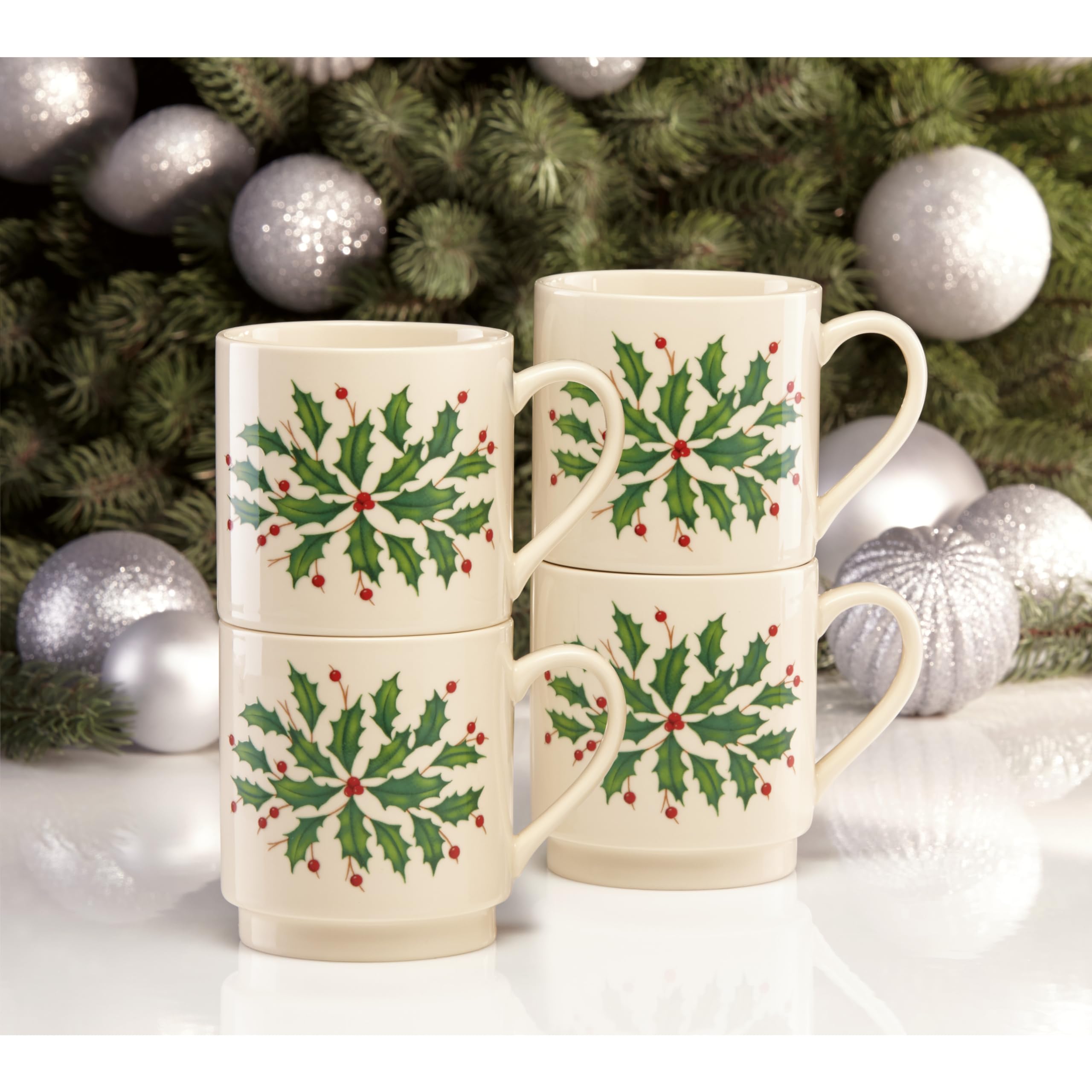 Lenox mug next to hand for scale showing true size and easy serving benefit