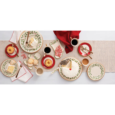 Lenox plate beside fork for scale demonstrating 10.5-inch dinner portion capacity