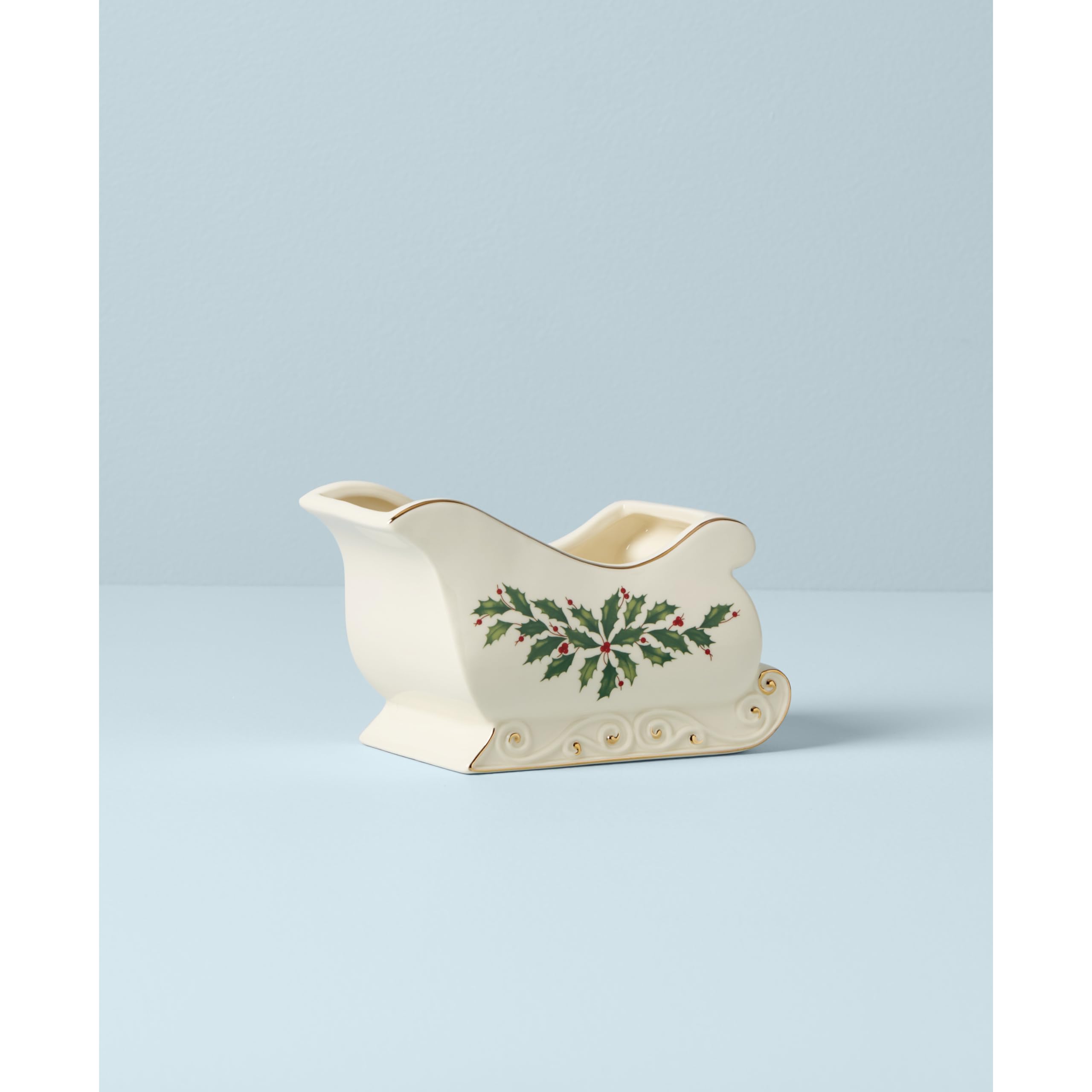 Lenox sleigh on holiday table displaying serving function and sparkle