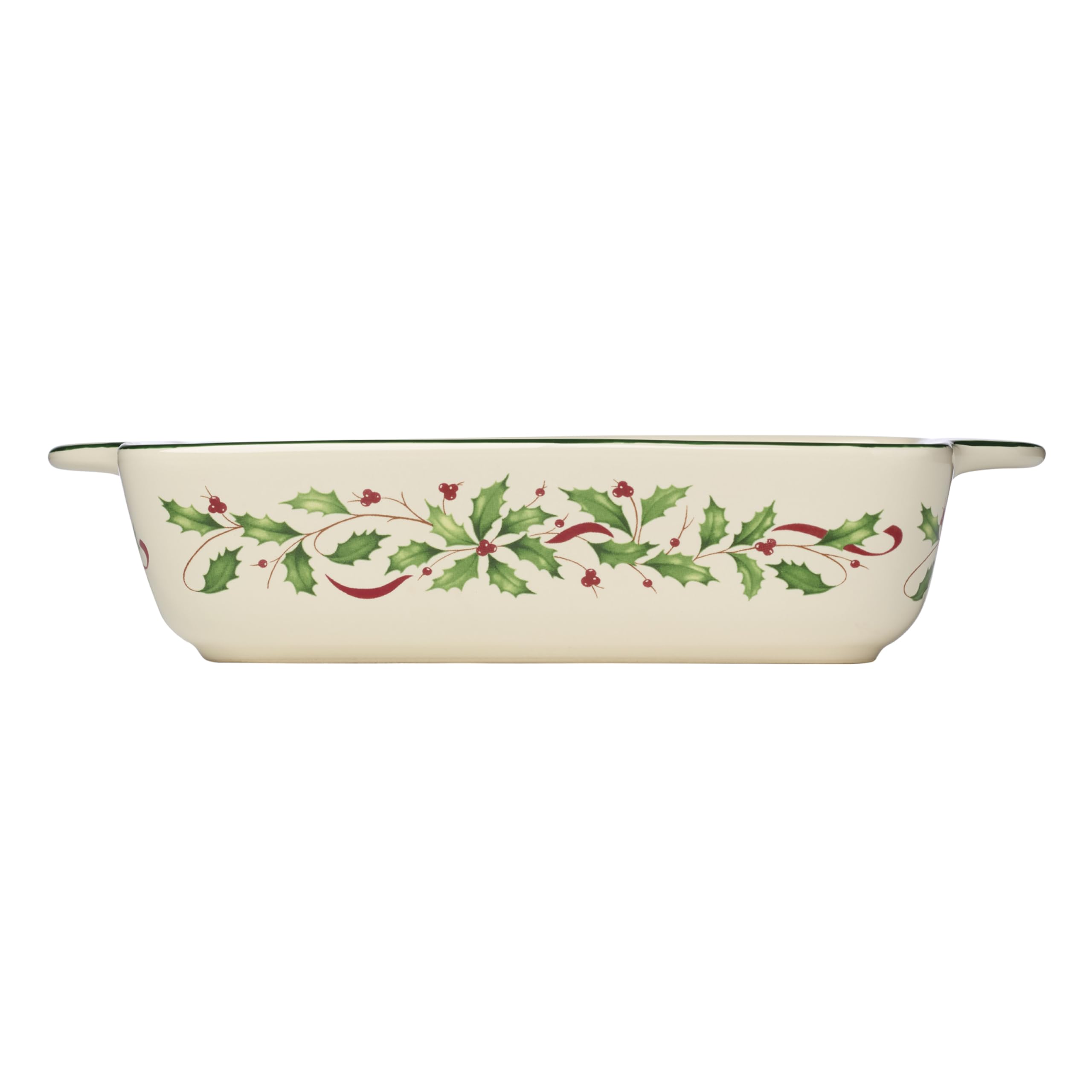 Lenox close-up of holly and berry motif highlighting festive design and durable finish