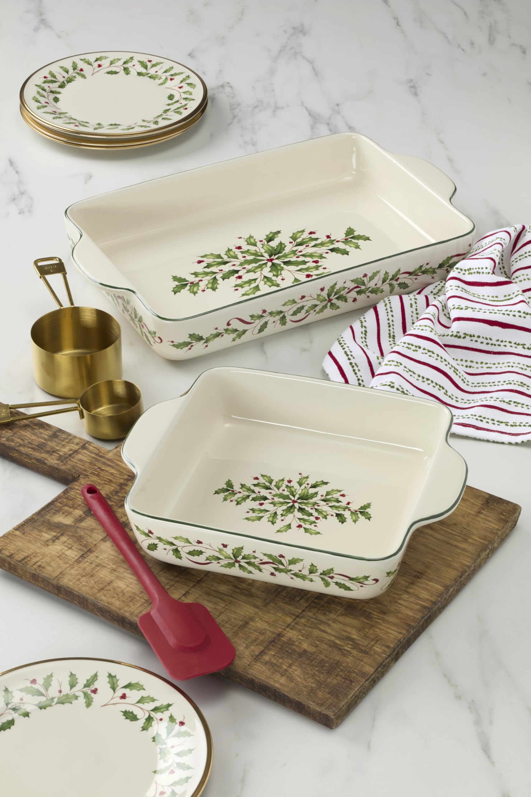 Lenox square dish on holiday table showing decorative presentation and serving ease