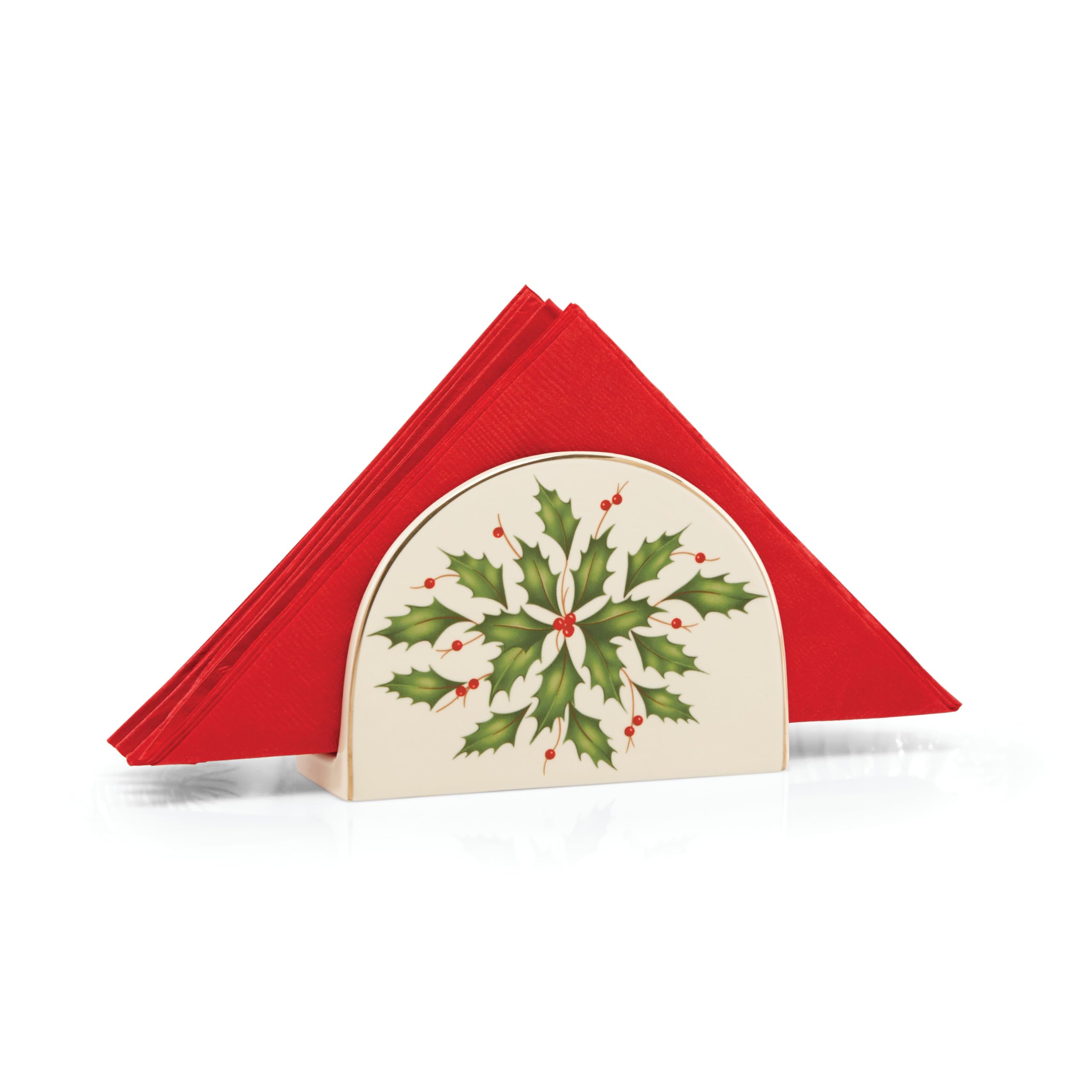 Lenox side profile showing porcelain shape and secure napkin fit