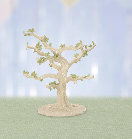 Lenox ivory porcelain tree in holiday vignette adding elegant seasonal charm