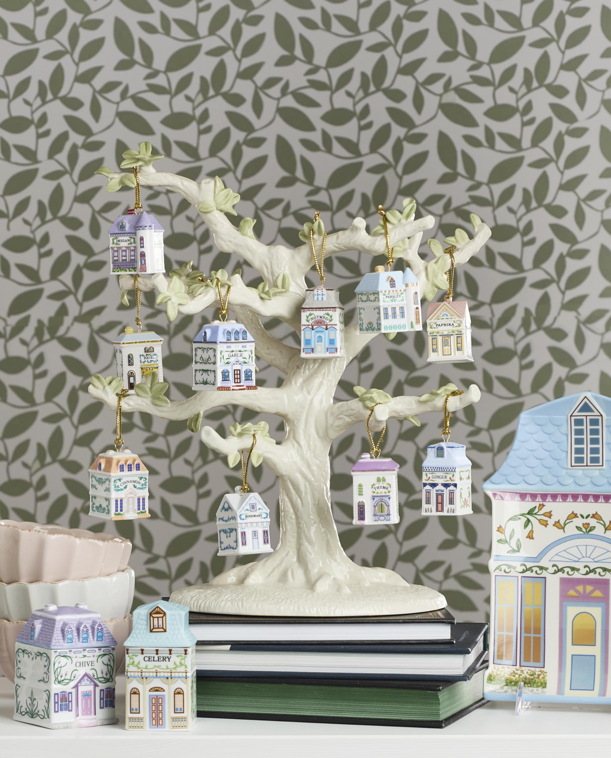 Lenox ivory porcelain tree displaying mini ornaments for clear styling