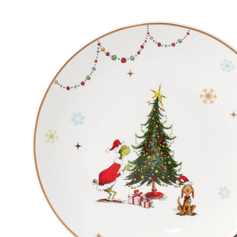 Lenox Merry Grinchmas plates in a holiday tablescape conveying joyful atmosphere