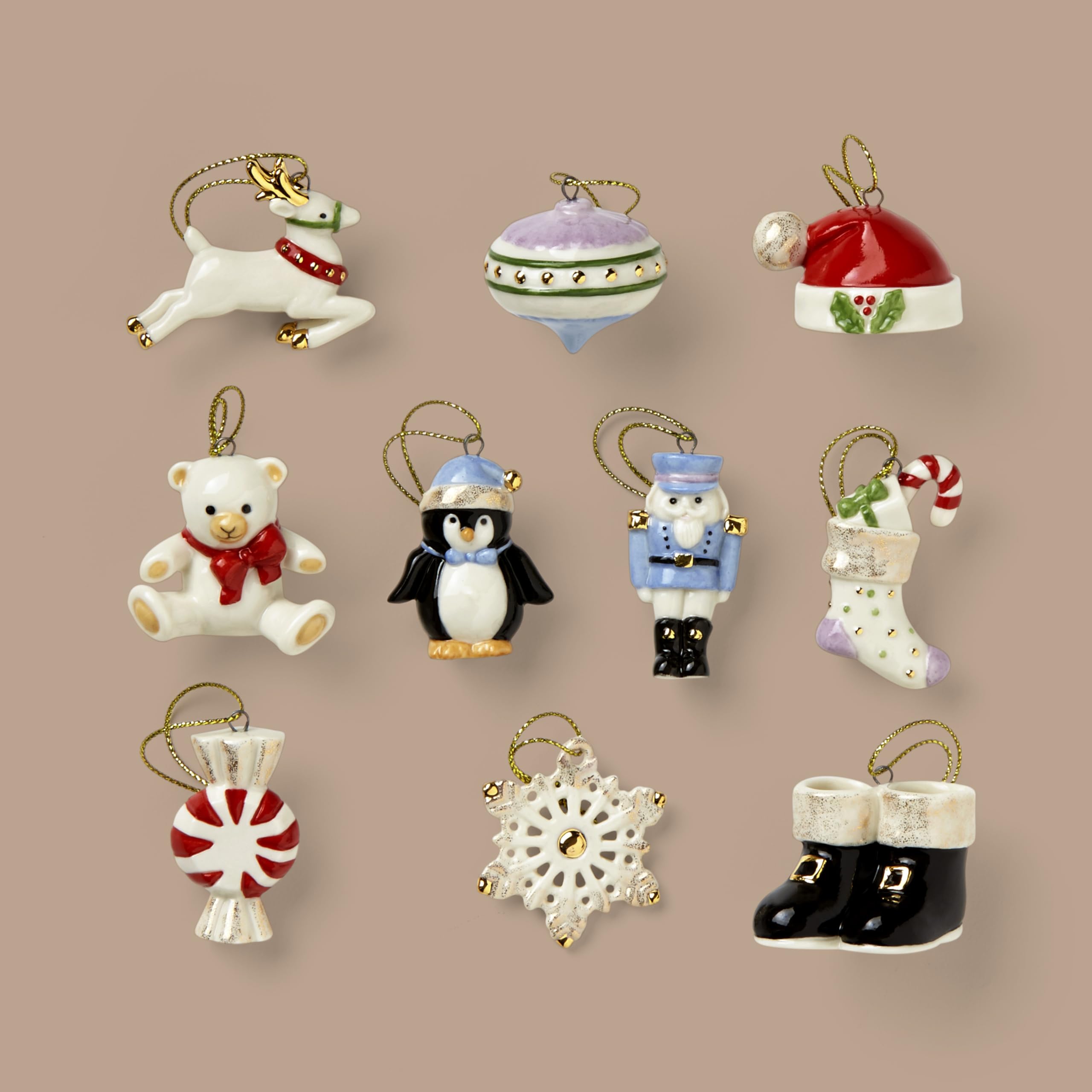 Lenox tabletop display of minis on a small tree demonstrating space-saving decorative benefit