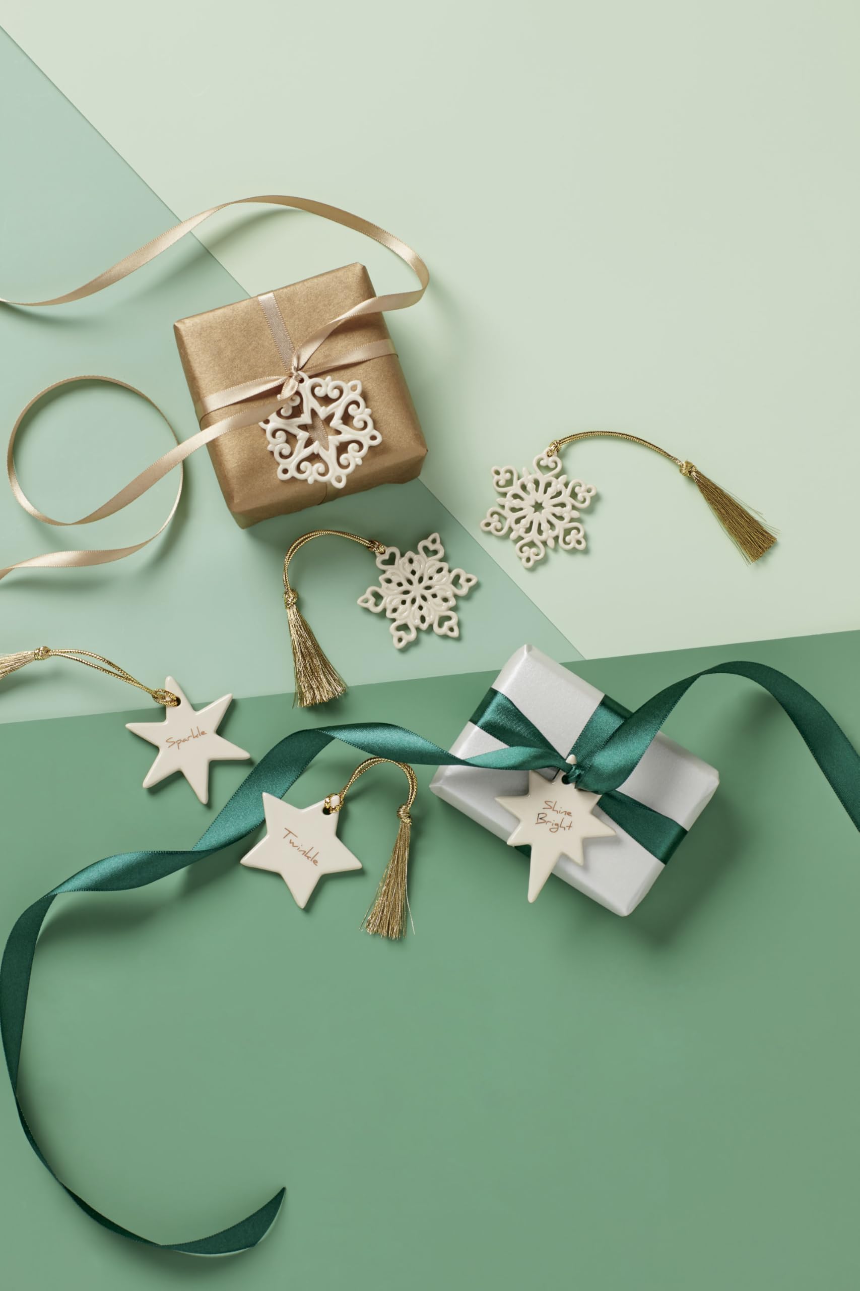 Lenox snowflake beside a ruler showing 2-inch size, helpful scale for decorating