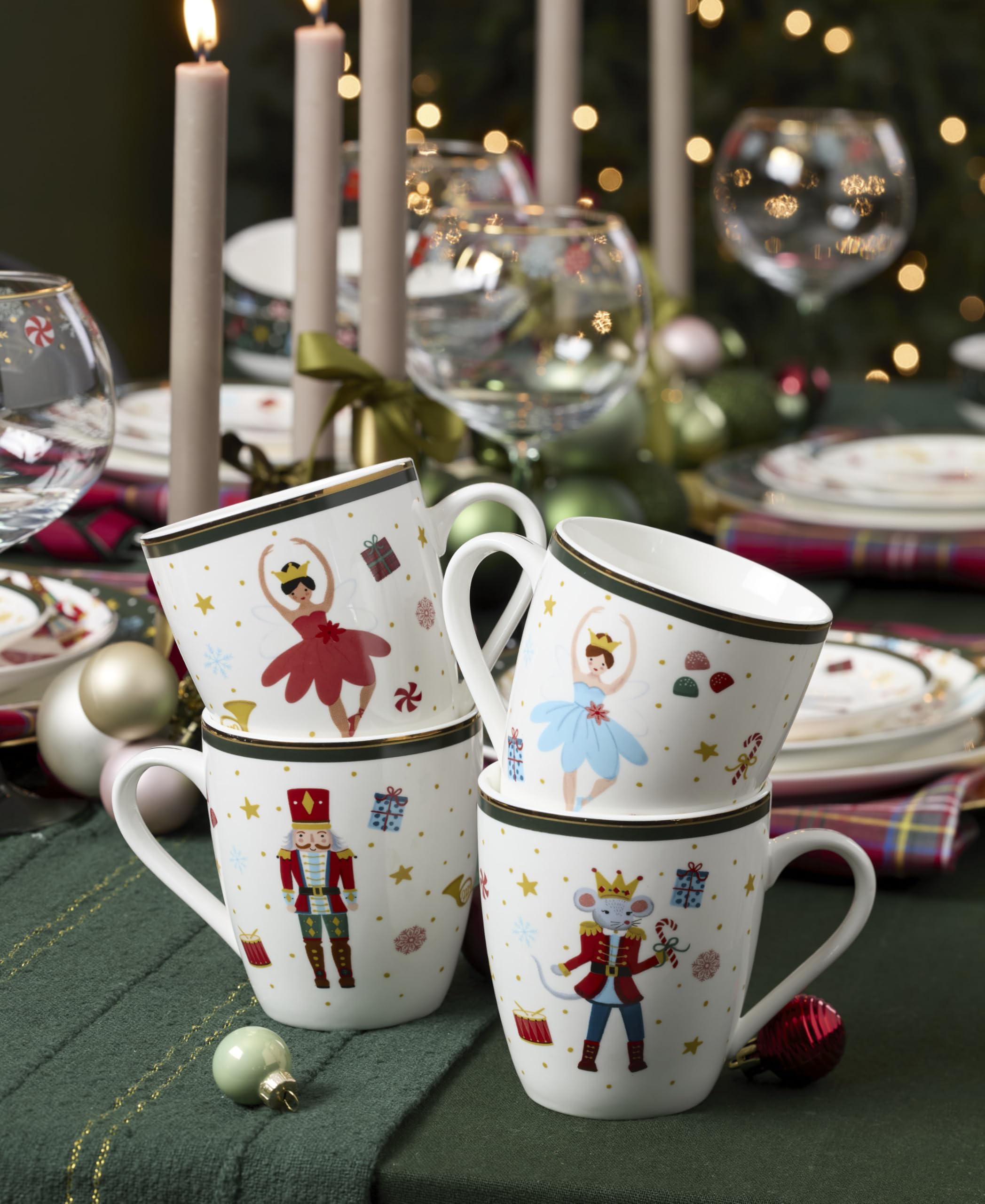 Lenox set displayed on holiday table showing coordinated festive styling